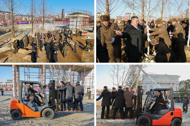 كيم وابنته يزرعان شجرة