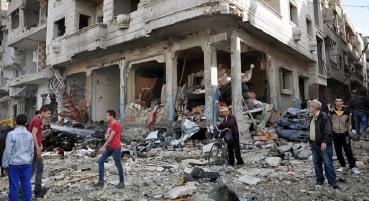 منازل مهدمة جراء القصف المتواصل على الأحياء في مناطق متفرقة من سوريا