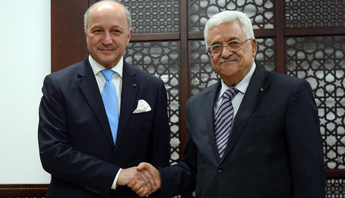 الرئيس الفلسطيني مع وزير الخارجية الفرنسي