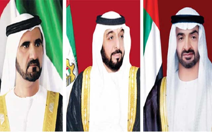 خليفة بن زايد ومحمد بن راشد ومحمد بن زايد