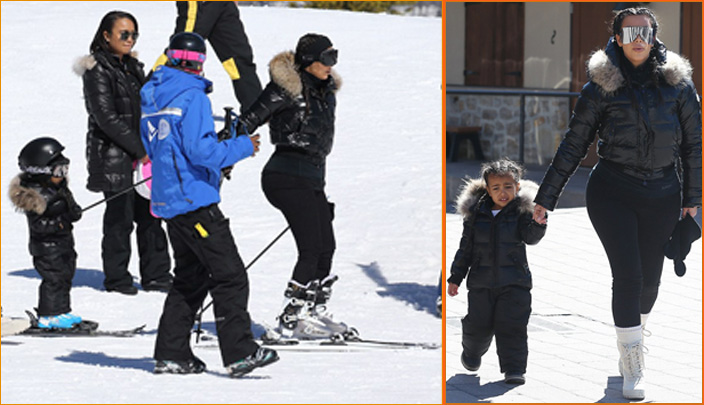 كيم كاردشيان تصحب ابنتها للتزلق على الجليد