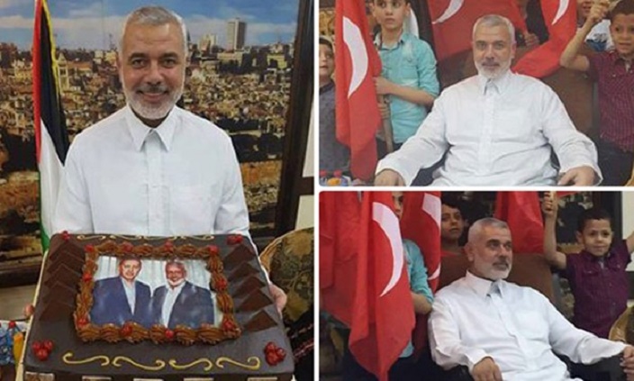 هنية يحتفل مع تورته أردوغان