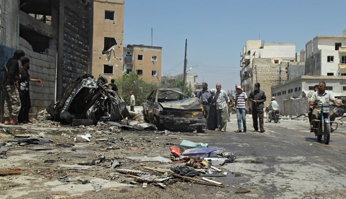 صورة أرشيفية لأثار هجوم في سوريا