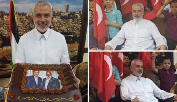 هنية يحتفل مع تورته أردوغان
