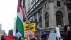 بالصور.. سر ظهور أعلام فلسطين في التظاهرات المضادة لترامب