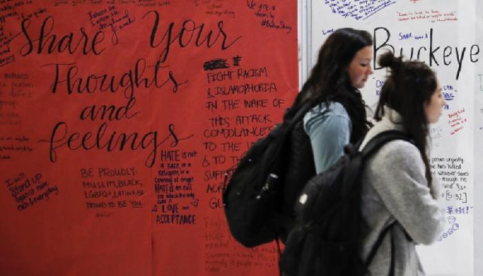 طلاب جامعة أوهايو التي شهدت عملا إرهابيا