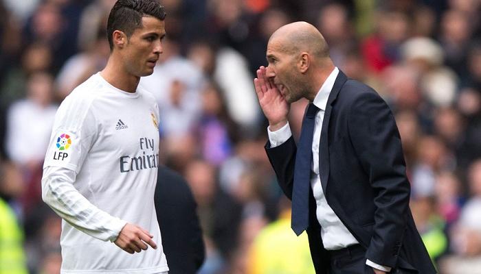 زيدان مدرب ريال مدريد مع كريستيانو رونالدو