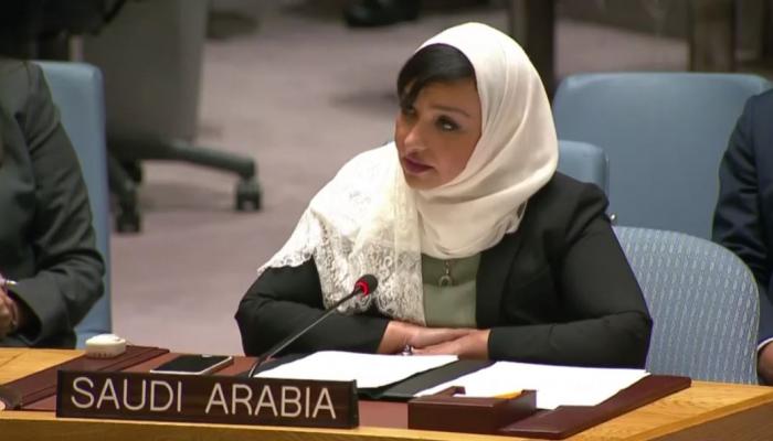 منال رضوان مندوبة السعودية بجلسة مجلس الأمن
