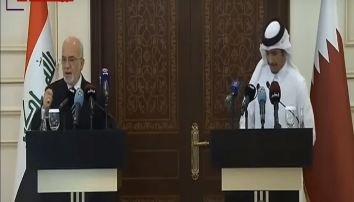 المؤتمر الصحفي المشترك لوزير خارجية العراق مع الوزير القطري