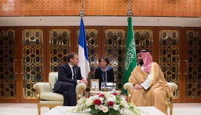 محمد بن سلمان خلال الاجتماع مع ماكرون