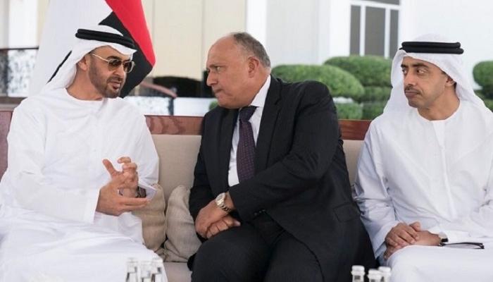 استقبال الشيخ محمد بن زايد والشيخ عبدالله بن زايد لوزير الخارجية المصري