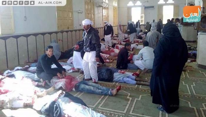 جانب من ضحايا العملية الإرهابية في بئر العبد