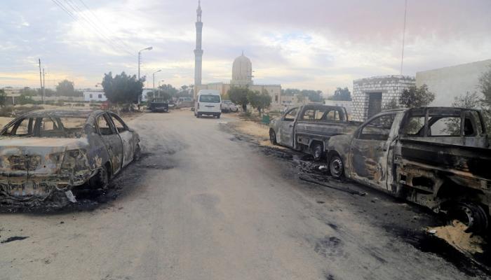 صورة للهجوم الإرهابي على مسجد الروضة- رويترز