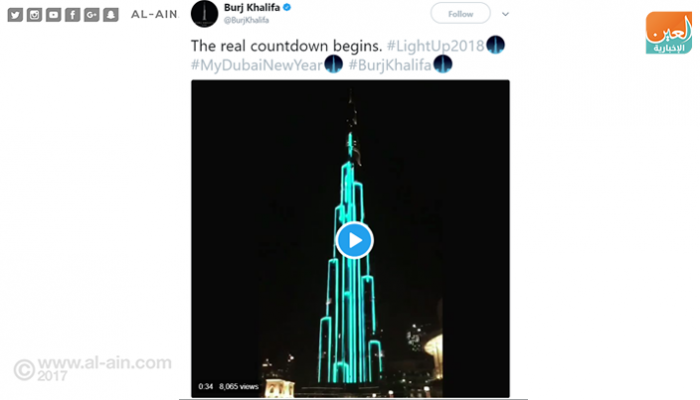 برج خليفة يغازل جينيس بأضواء العام الجديد