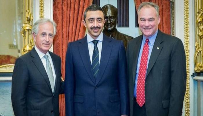 عبد الله بن زايد يلتقي وفد أعضاء مجلس الشيوخ الأمريكي