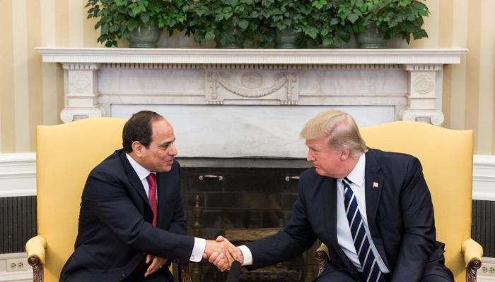 الرئيس السيسي خلال لقائه ترامب بالبيت الأبيض