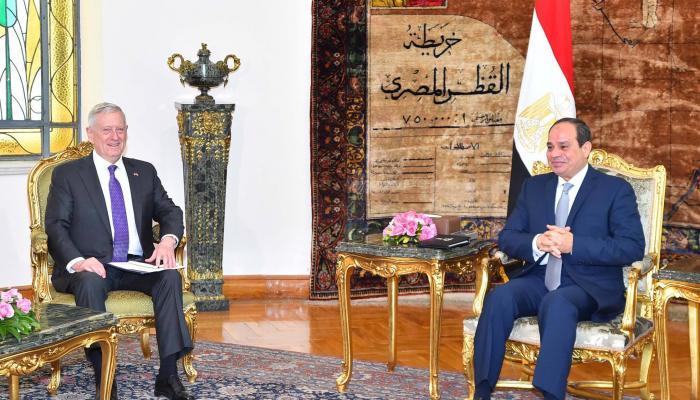 ماتيس خلال لقائه مع الرئيس السيسي