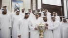بالصور: محمد بن زايد يستقبل فريق الوحدة بطل كأس رئيس الإمارات