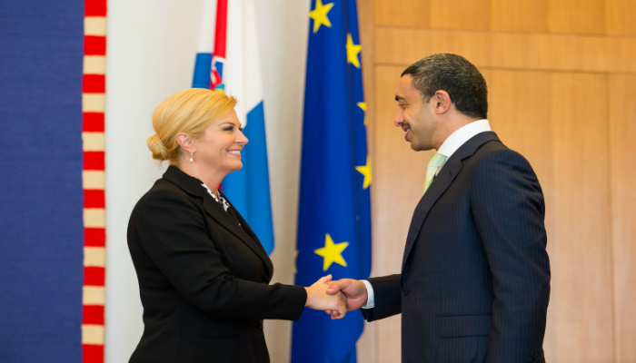 الشيخ عبدالله بن زايد آل نهيان ورئيسة كرواتيا