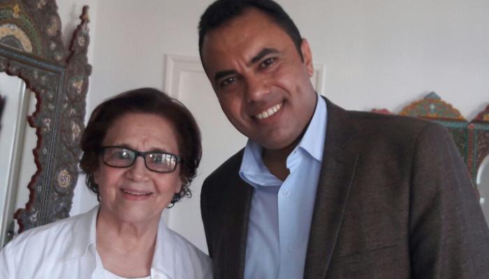 جميلة بوحيرد ,حسن أبوالعلا مدير المهرجان