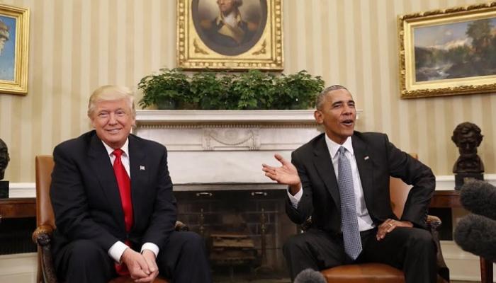 ترامب وأوباما خلال لقائهم الأول في البيت الأبيض 