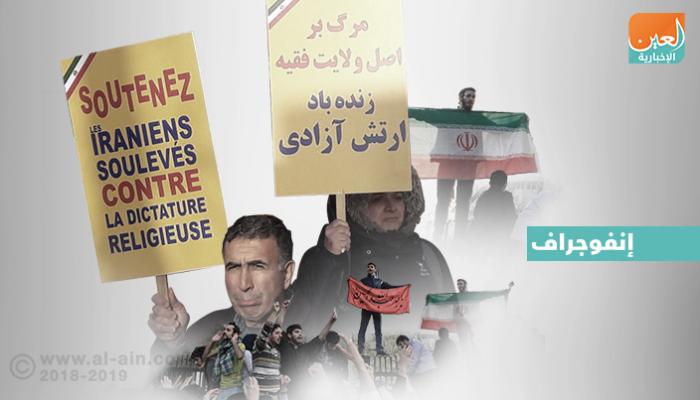 مظاهرة أمام سفارة إيران في فرنسا تطالب بإسقاط نظام الملالي