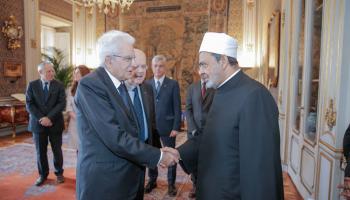 الدكتور أحمد الطيب يلتقي الرئيس الإيطالي