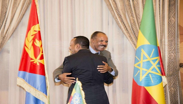Eritrean President Isaias Afwerki and Ethiopia's Prime Minister Abi Ahmed