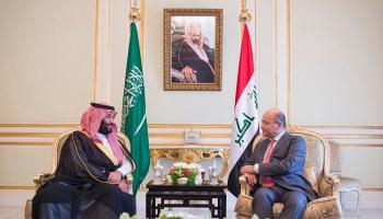 ولي العهد السعودي خلال استقباله الرئيس العراقي 