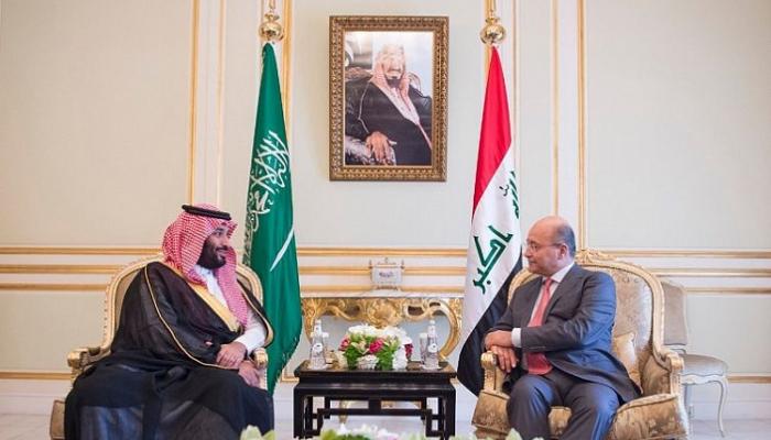 ولي العهد السعودي خلال استقباله الرئيس العراقي 