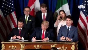 الرئيس المريكي ونظيره المكسيكي ورئيس وزراء كندا