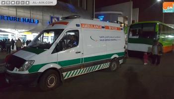 جانب من إجراءات استقبال المصابين اليمنيين بمطار القاهرة الدولي 