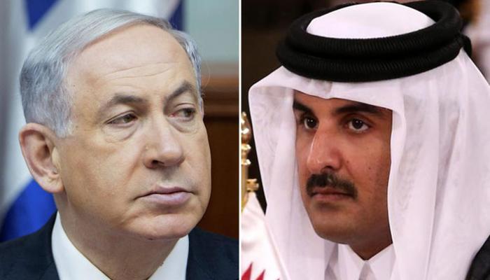 أمير قطر ورئيس الوزراء الإسرائيلي بنيامين نتنياهو