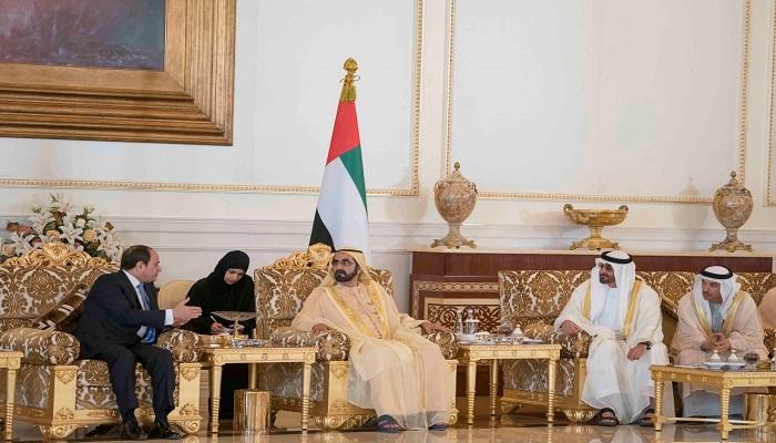 محمد بن راشد ومحمد بن زايد يستقبلان الرئيس المصري
