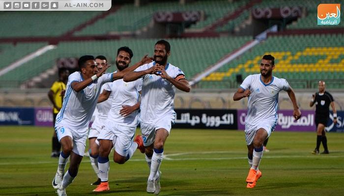 عبدربه يحتفل بهدفه في المقاولون