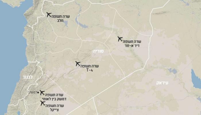 خريطة تمركز القوات الإيرانية كما نشرها الإعلام الإسرائيلي