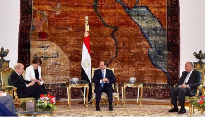الرئيس عبد الفتاح السيسي لدى لقائه وزير الخارجية الفرنسي