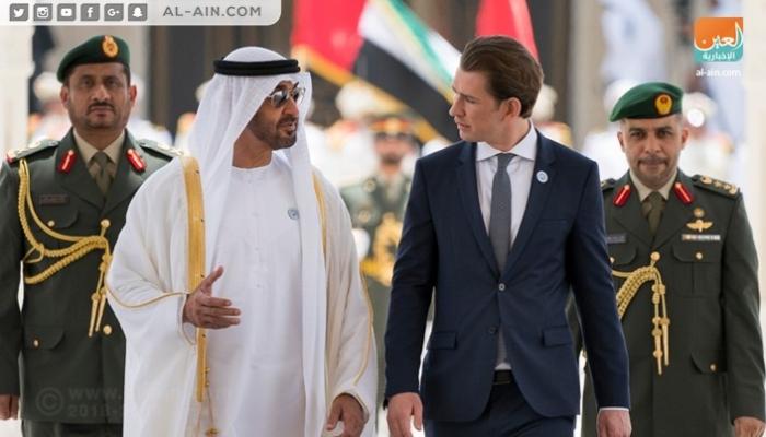 الشيخ محمد بن زايد آل نهيان يستقبل مستشار النمسا في قصر الرئاسة