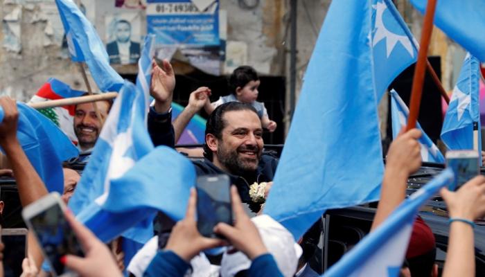 زعيم تيار المستقبل اللبناني سعد الحريري وسط أنصاره ببيروت