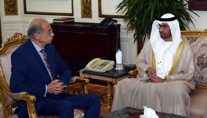 رئيس الوزراء المصري خلال لقائه الدكتور سلطان الجابر
