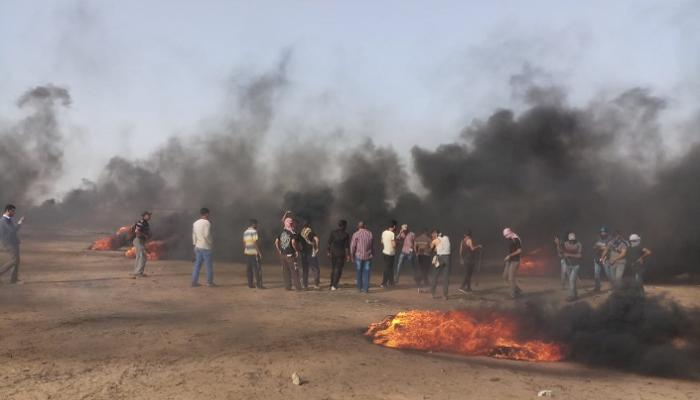 جانب من تظاهرة العودة التي سقط خلالها عشرات الشهداء والجرحى