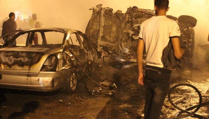 صورة متداولة لسيارة مفخخة استهدفت شارع جمال عبد الناصر ببنغازي
