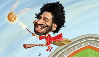 رسم كاريكاتير يحتفي باللاعب محمد صلاح