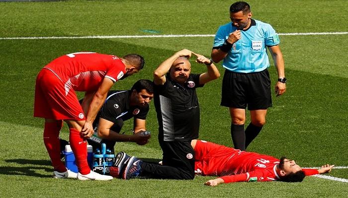إصابة ديلان برون في مباراة تونس وبلجيكا