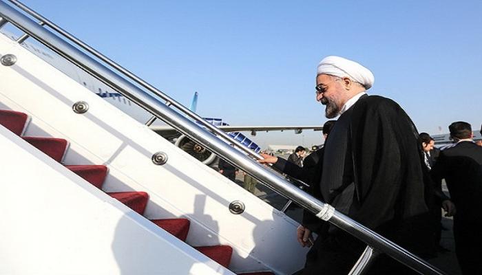 الرئيس الإيراني لدى مغادرته طهران متوجها لسويسرا