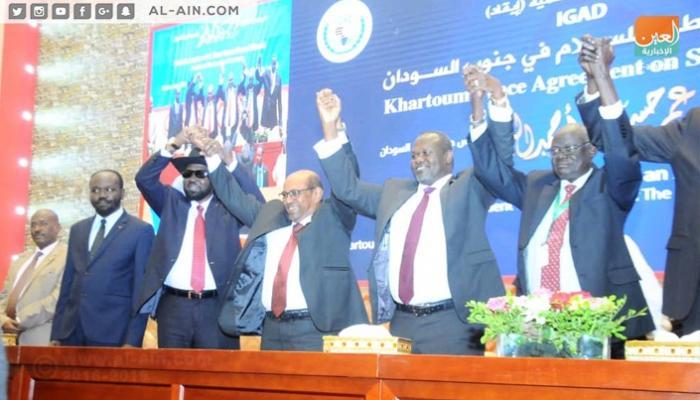 مراسم توقيع اتفاق الخرطوم للسلام بين فرقاء جنوب السودان