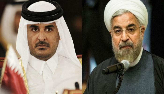 أمير قطر تميم بن حمد والرئيس الإيراني حسن روحاني