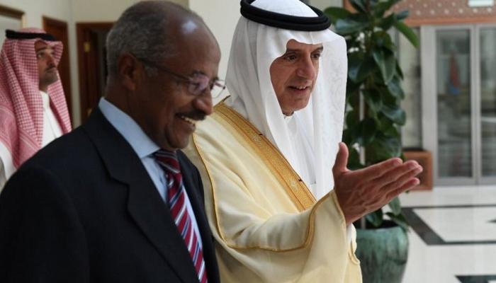 Saudi Foreign Minister Adel al-Jubeir and his Eritrean counterpart Osman Saleh 