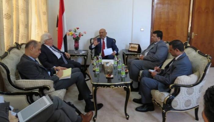 وزير الخارجية والمبعوث الأممي خلال اللقاء