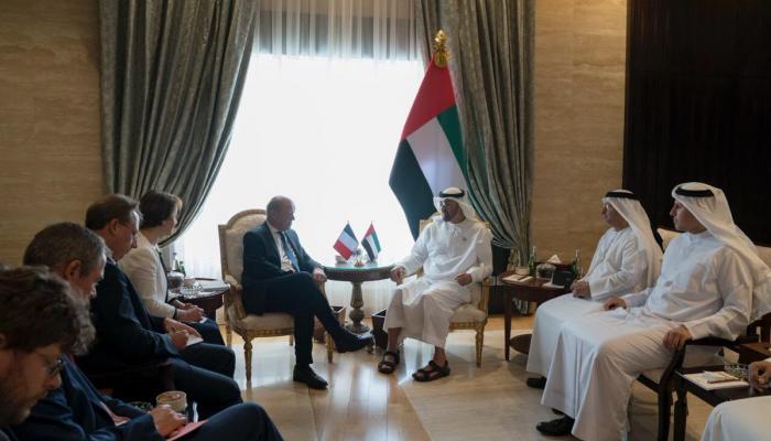 الشيخ محمد بن زايد آل نهيان ووزير خارجية فرنسا